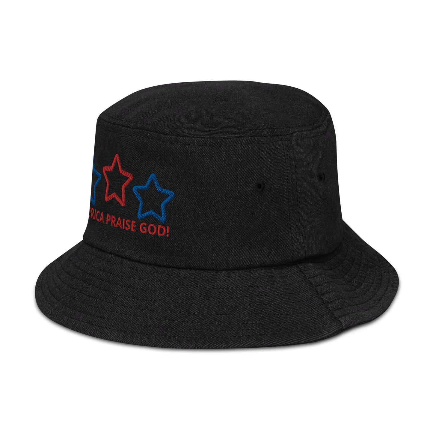 America Praise God! Star Denim Bucket Hat