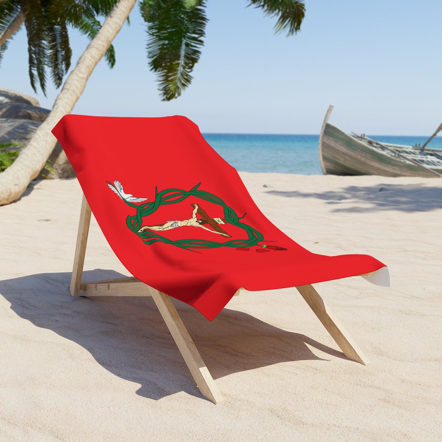 Our Shield, Red Beach Towel