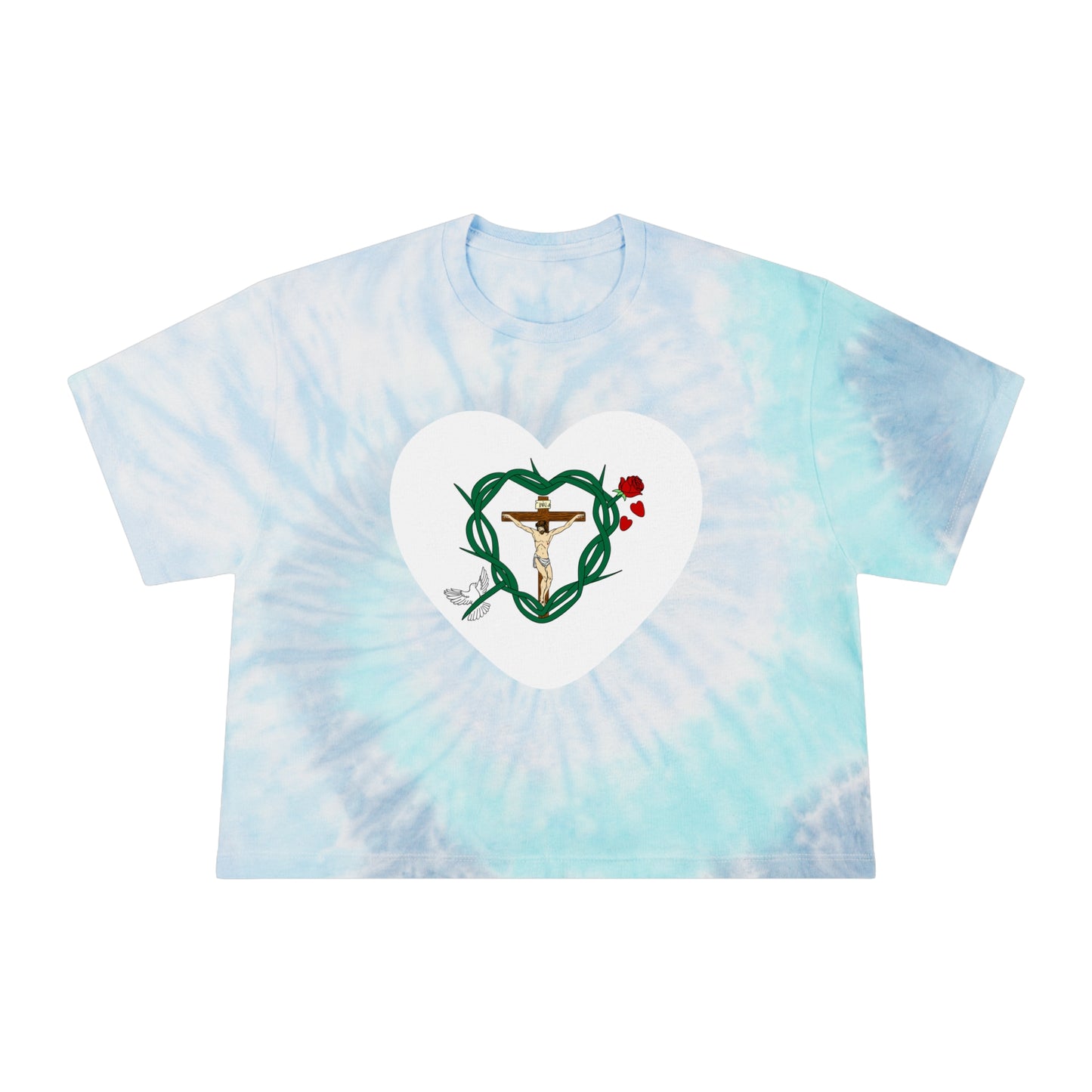 Shield of Faith Heart - Women's Tie-Dye Crop Tee