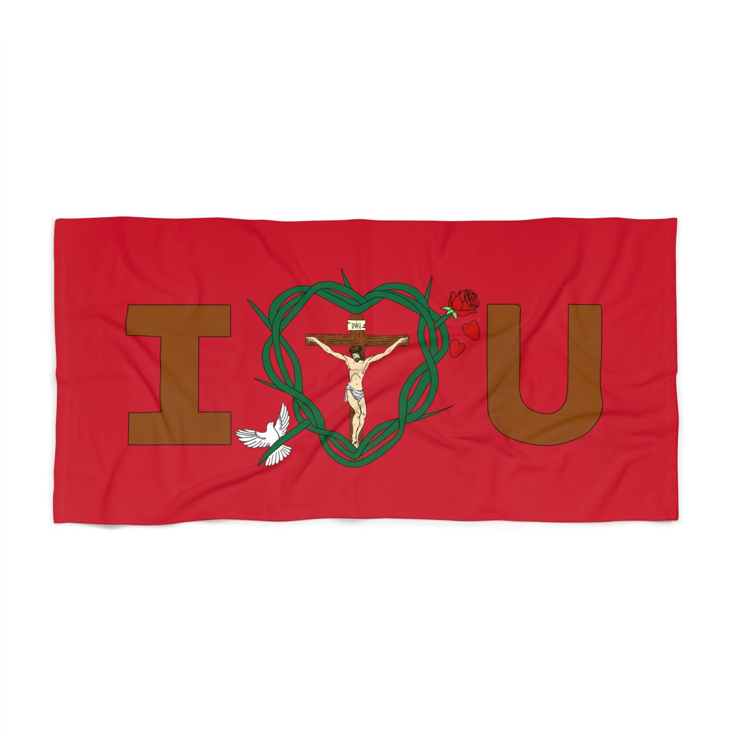 A Message of Love, Dark Red Beach Towel