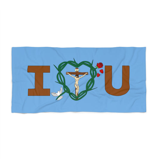 A Message of Love, Light Blue Beach Towel