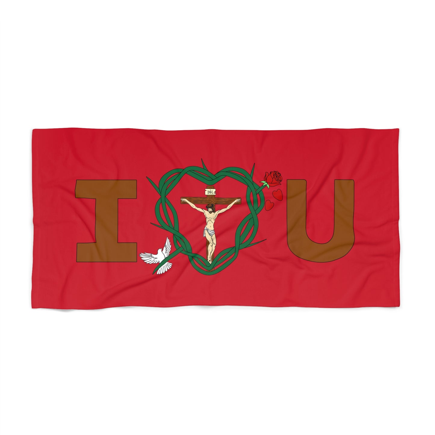 A Message of Love, Dark Red Beach Towel