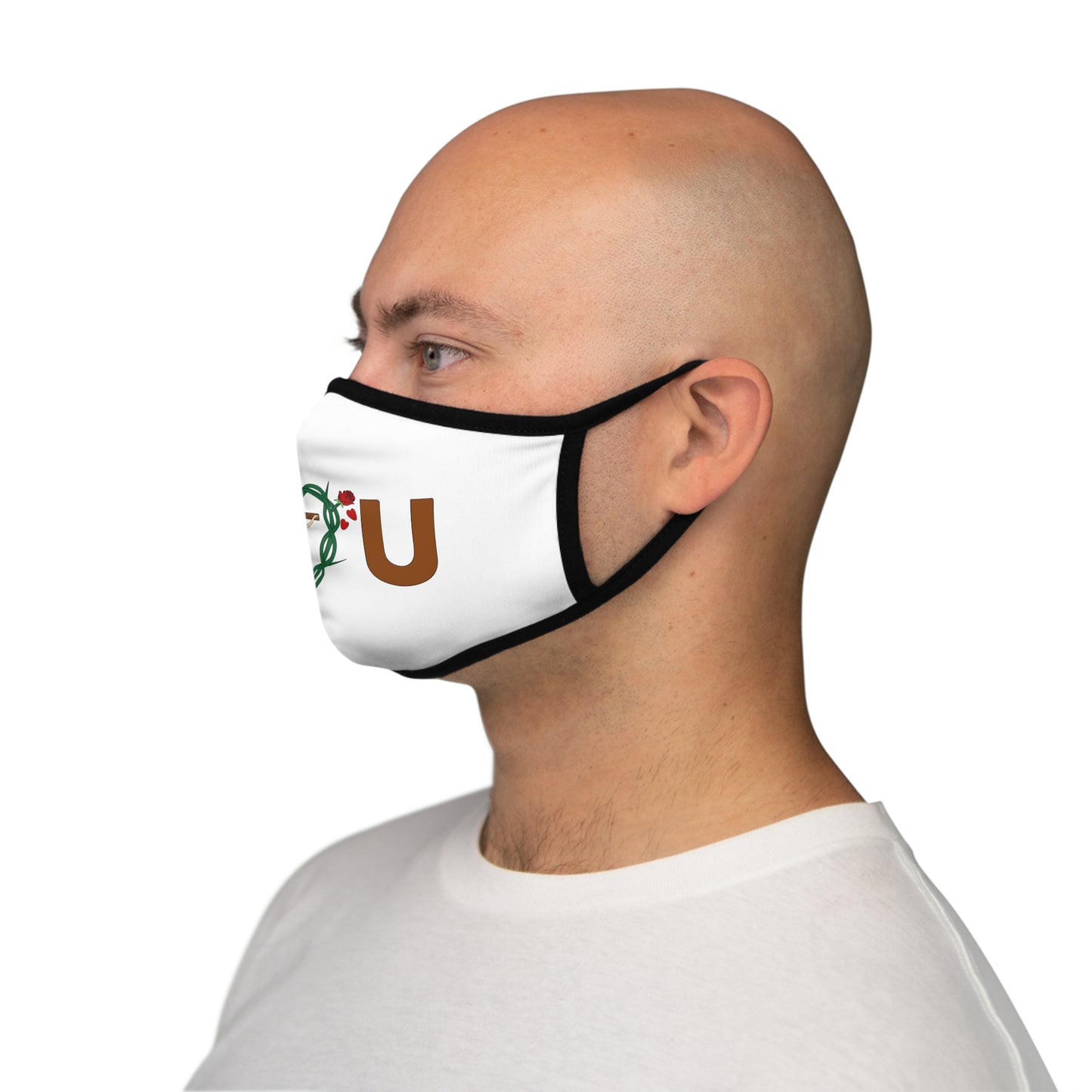 Message of Love Center Fitted Polyester Face Mask