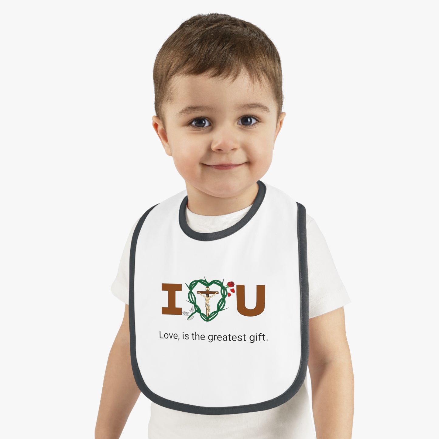 Message of Love, WT Baby Contrast Trim Jersey Bib