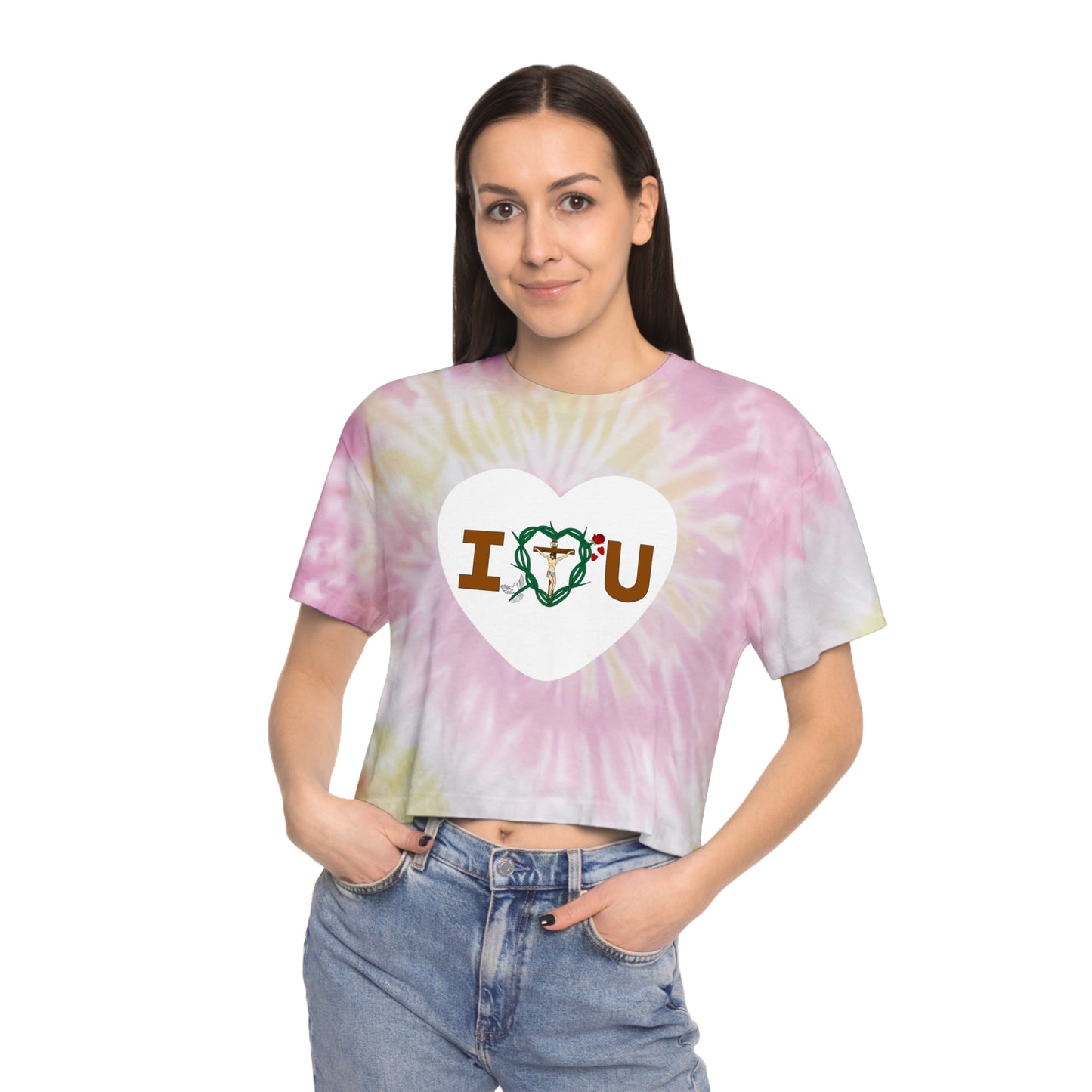 Message of Love Heart - Women's Tie-Dye Crop Tee