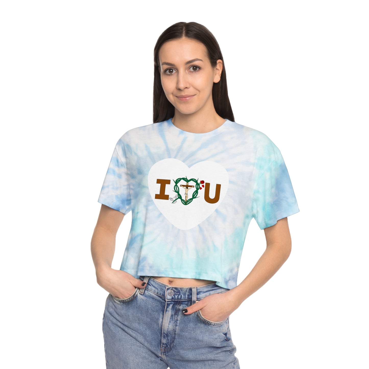 Message of Love Heart - Women's Tie-Dye Crop Tee