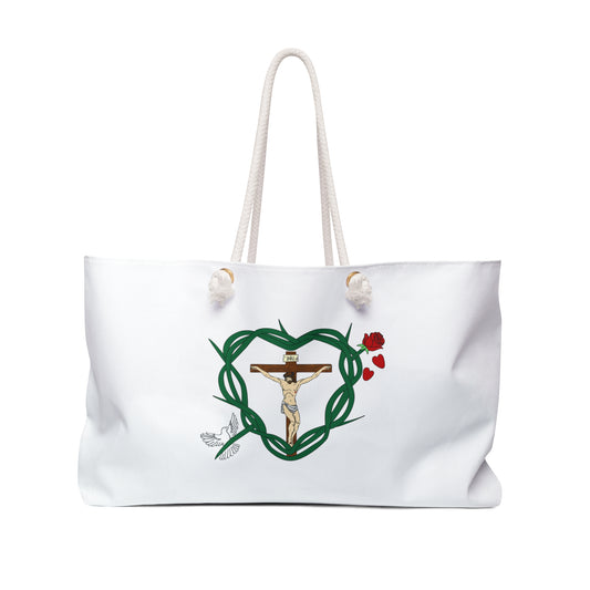 Our Shield & Message, White Weekender Bag