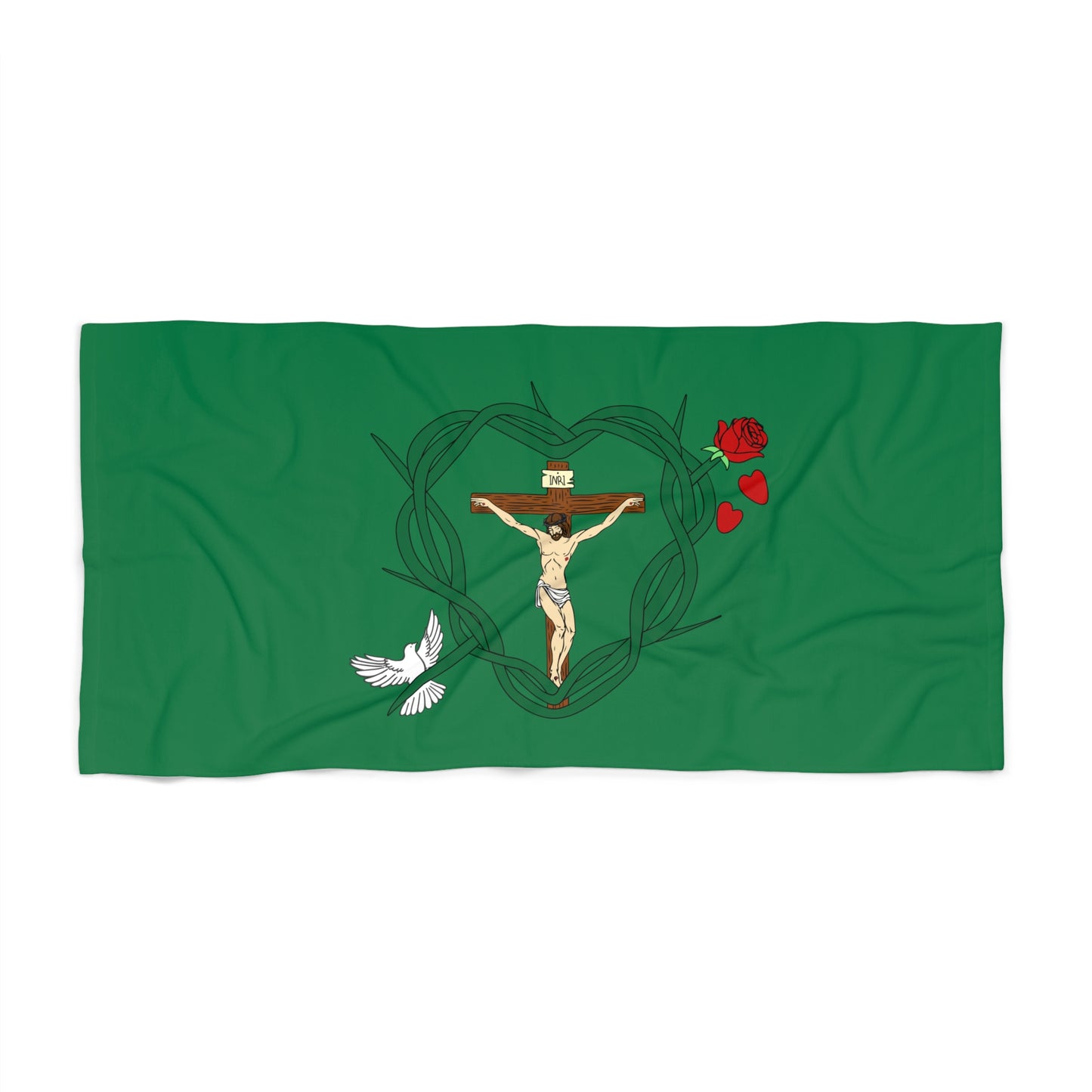 Our Shield, Dark Green Beach Towel