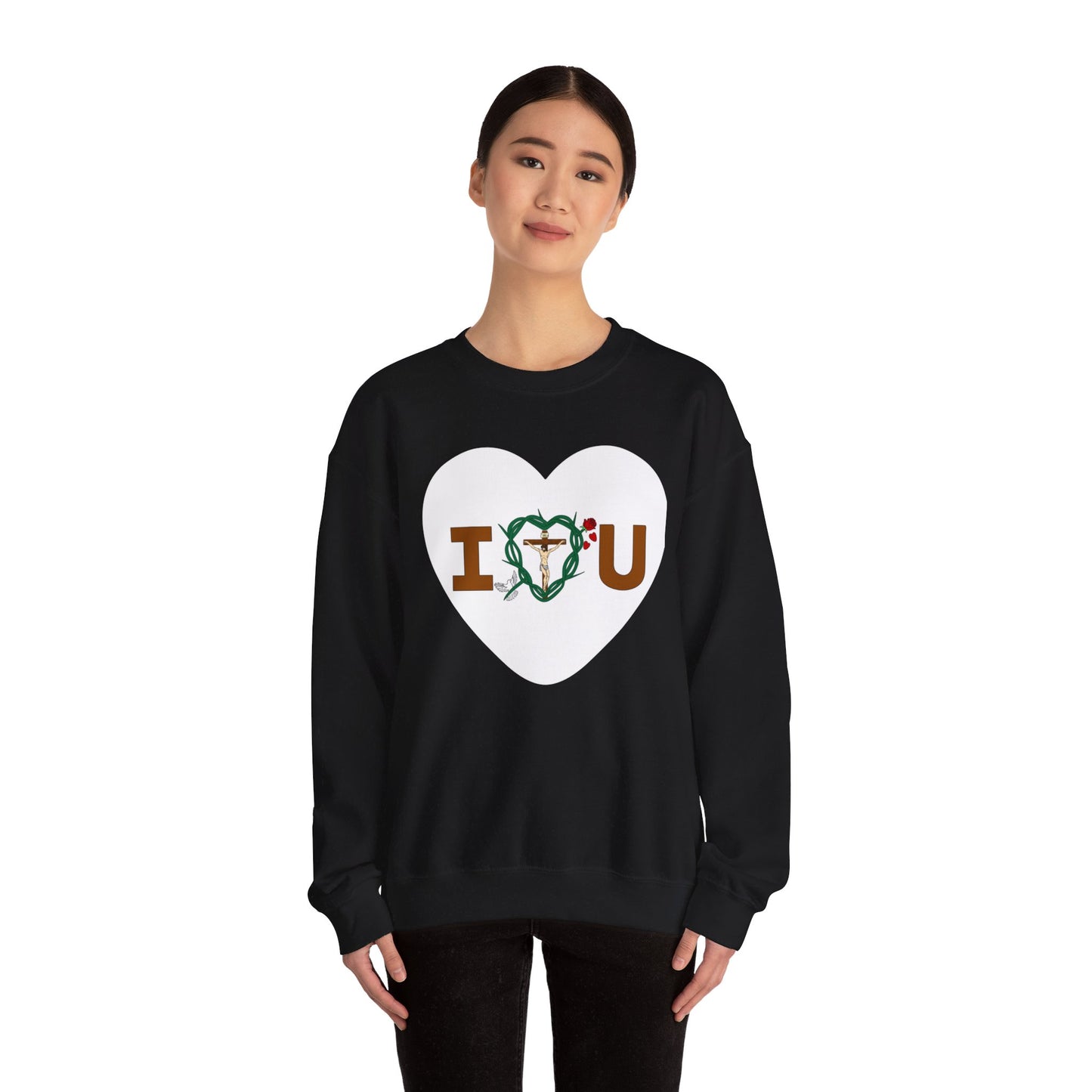 Message of Love, Adult Heart Unisex Heavy Blend™ Crewneck Sweatshirt