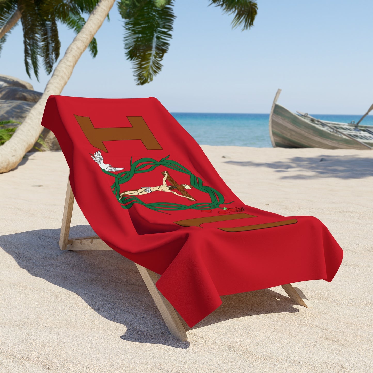 A Message of Love, Dark Red Beach Towel