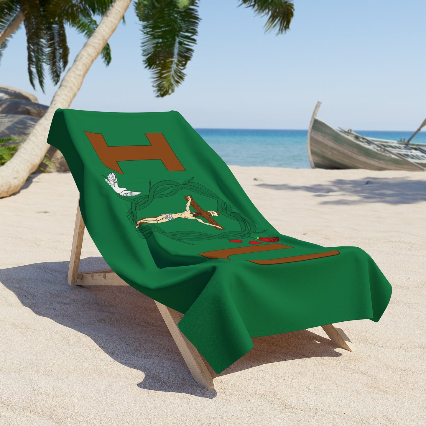 A Message of Love, Dark Green Beach Towel