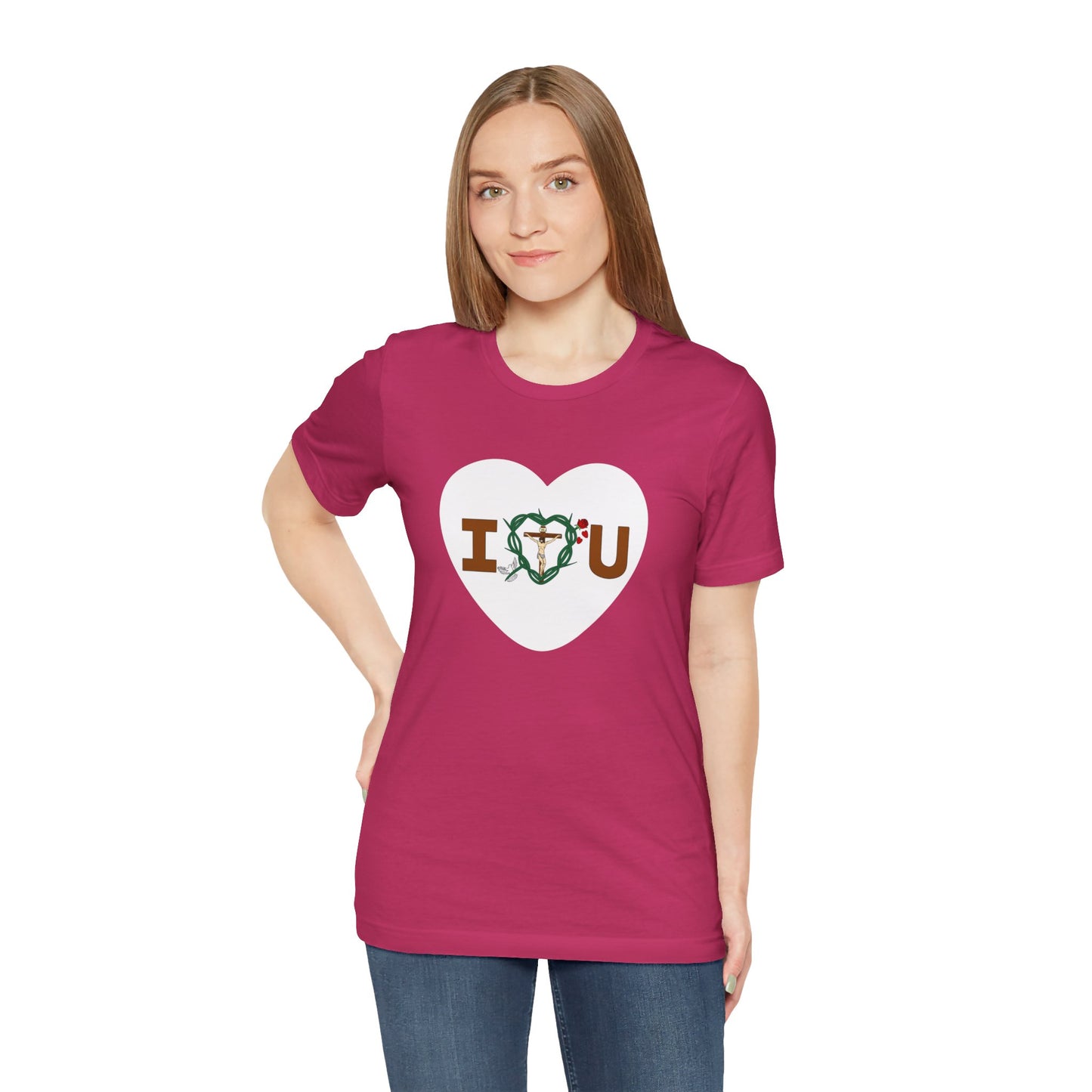 Message of Love, Adult Heart Unisex Jersey Short Sleeve Tee