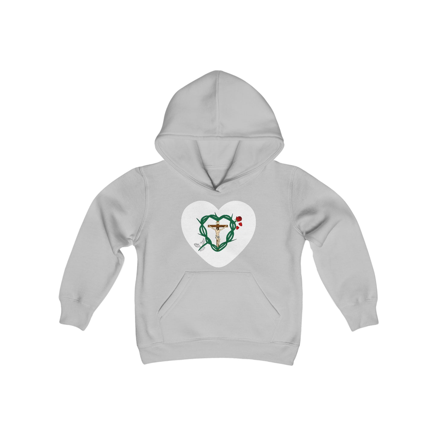 Our Shield Heart, Youth Heavy Blend Hooded Sweatshirt