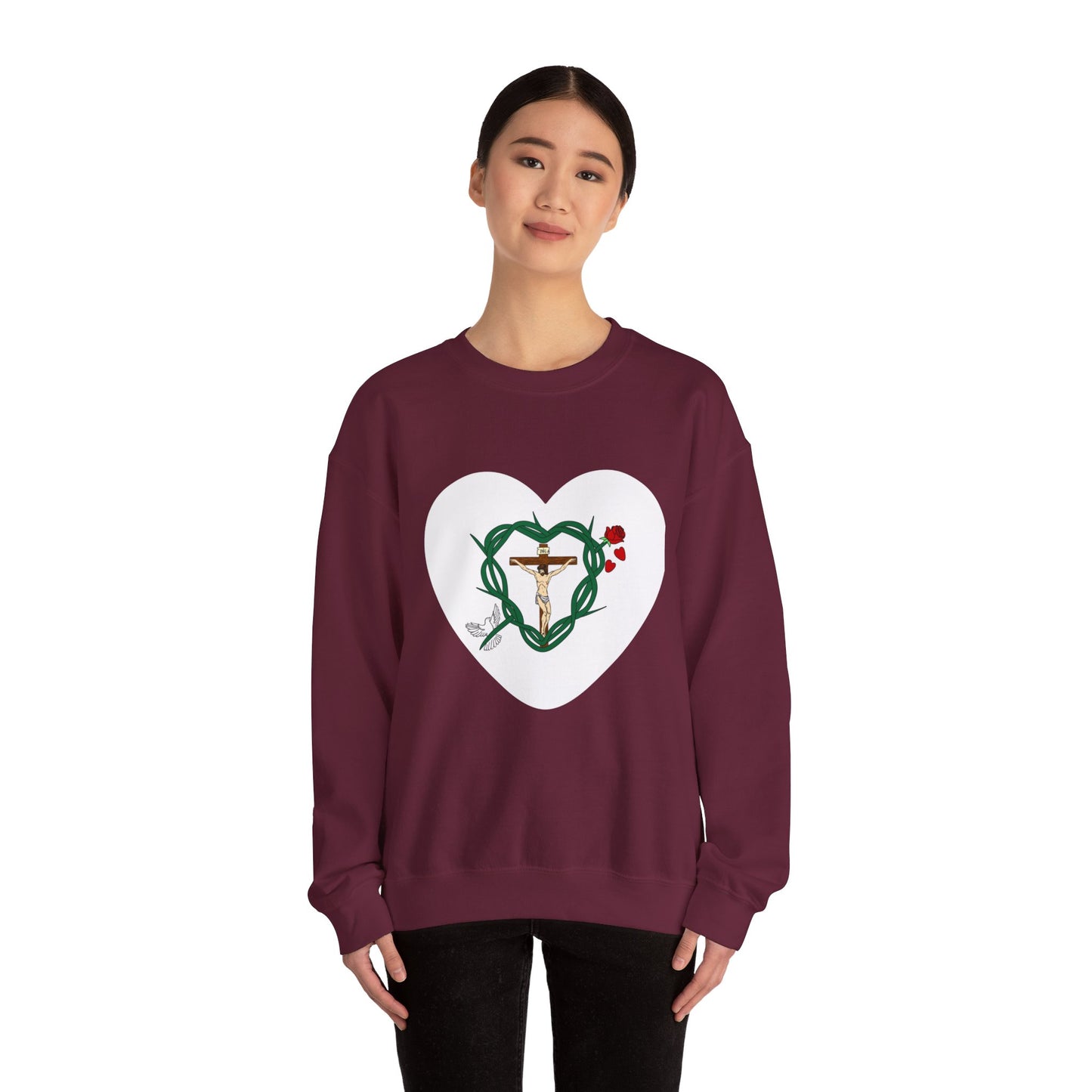 Our Shield, Adult Heart Unisex Heavy Blend™ Crewneck Sweatshirt