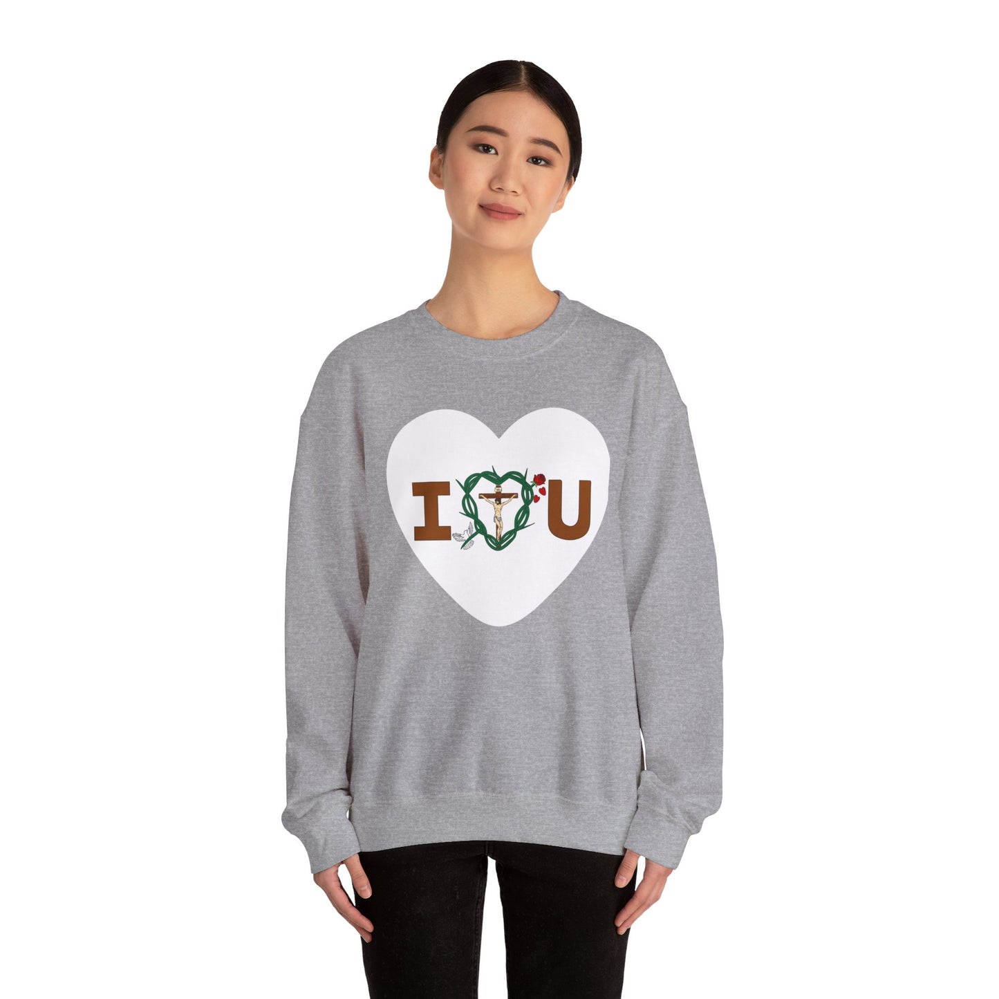 Message of Love, Adult Heart Unisex Heavy Blend™ Crewneck Sweatshirt