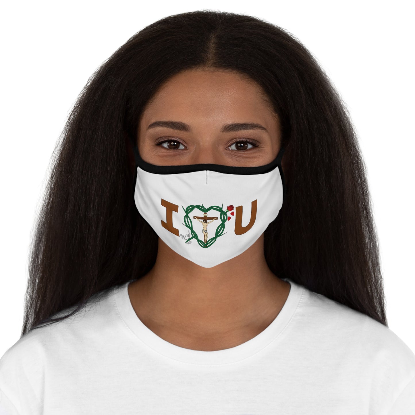 Message of Love Center Fitted Polyester Face Mask