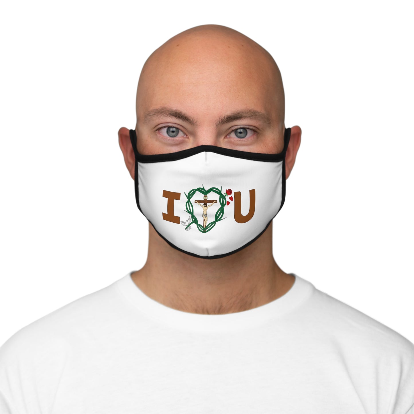 Message of Love Center Fitted Polyester Face Mask