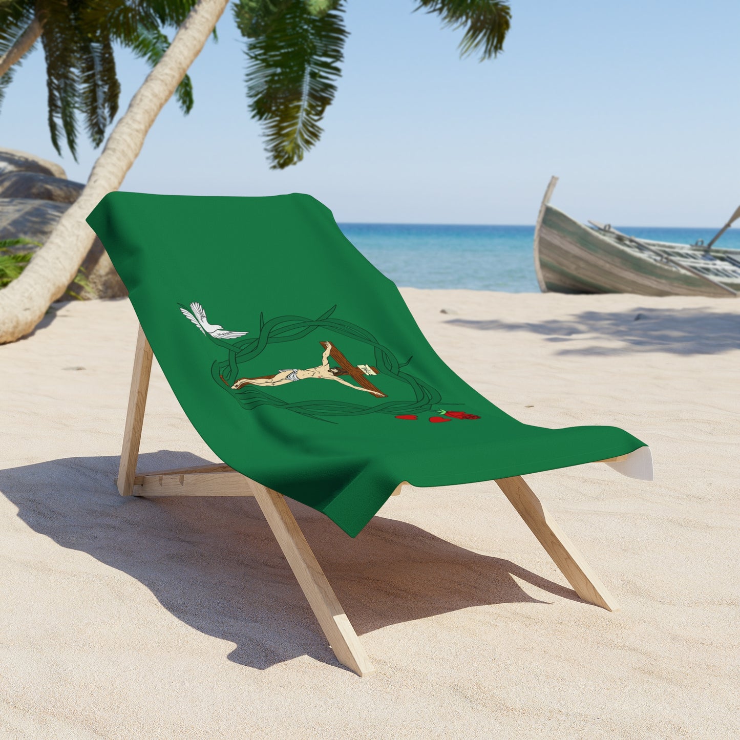 Our Shield, Dark Green Beach Towel