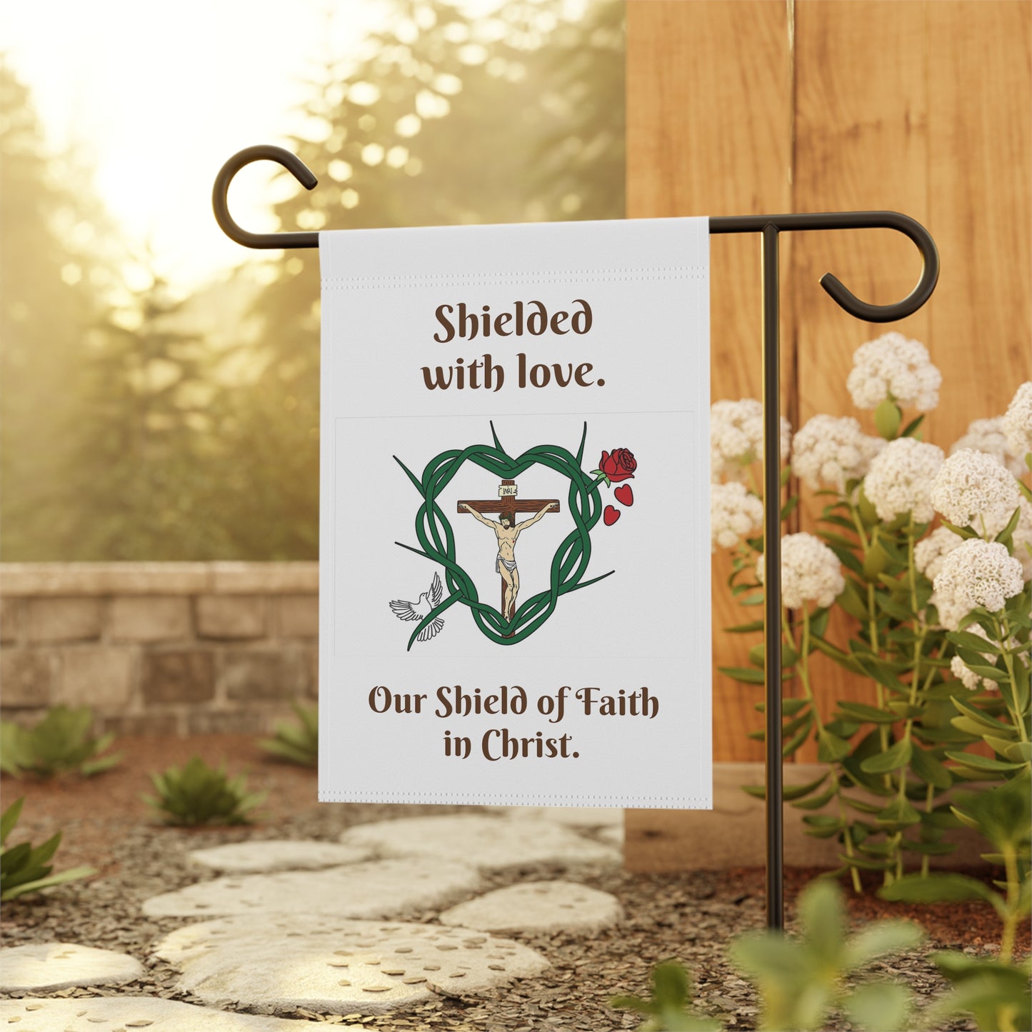 Shielded with love. Garden & House Banner