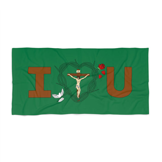 A Message of Love, Dark Green Beach Towel