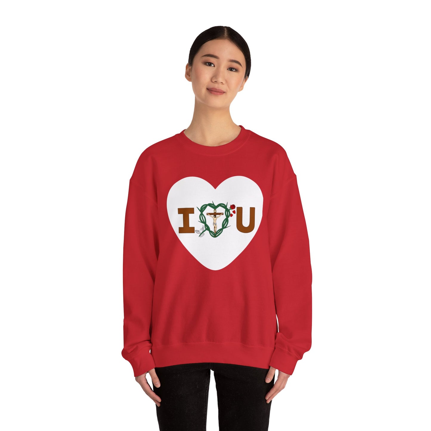 Message of Love, Adult Heart Unisex Heavy Blend™ Crewneck Sweatshirt