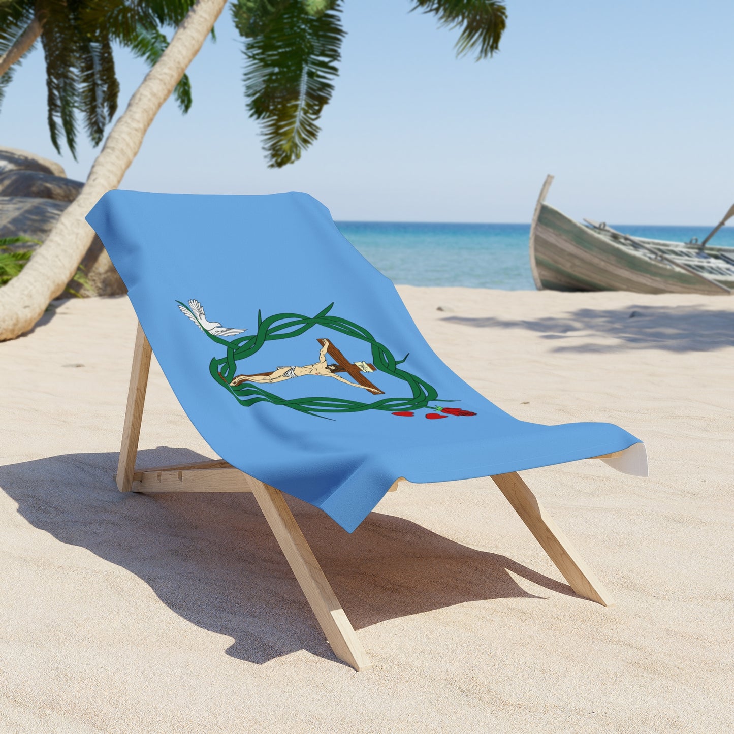 Our Shield, Light Blue Beach Towel