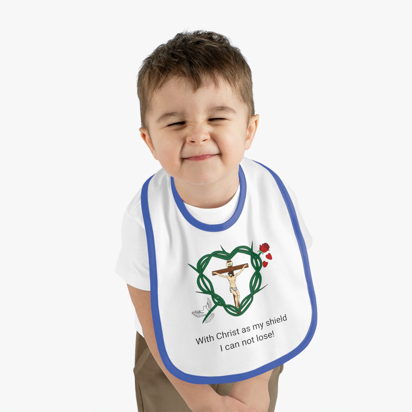 Our Shield, WT Baby Contrast Trim Jersey Bib