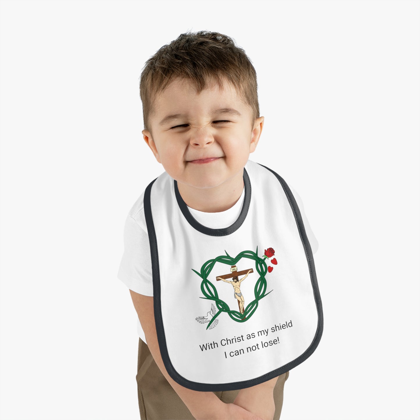 Our Shield, WT Baby Contrast Trim Jersey Bib