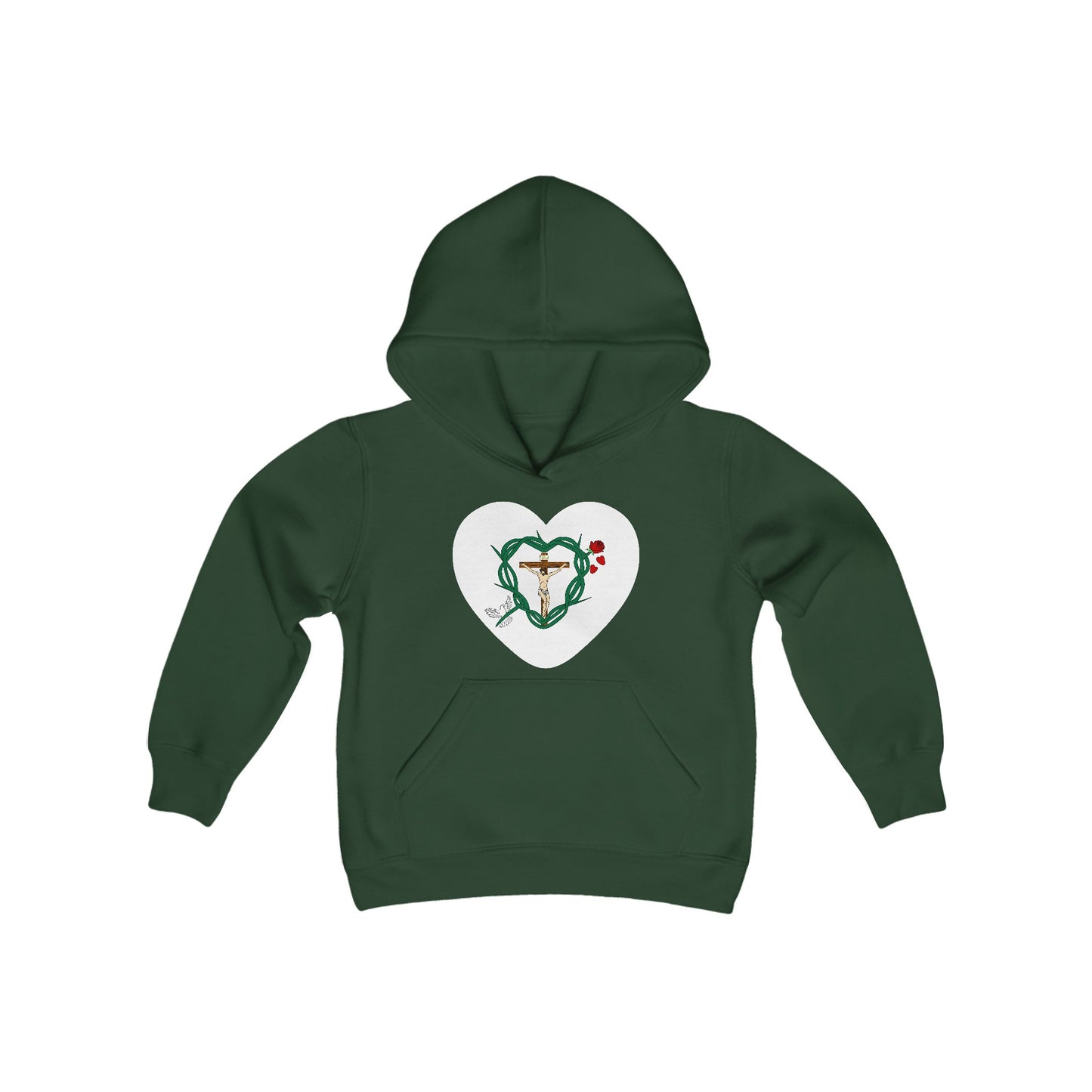 Our Shield Heart, Youth Heavy Blend Hooded Sweatshirt