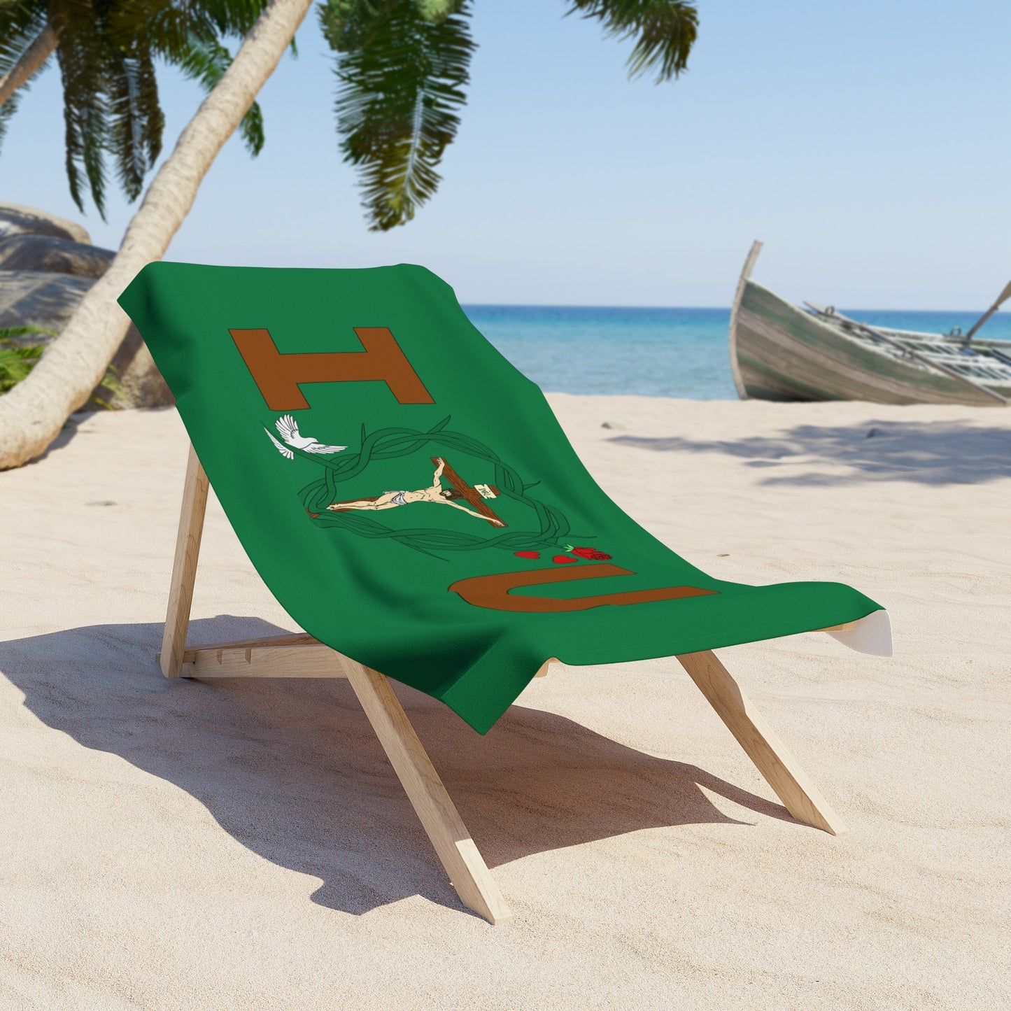 A Message of Love, Dark Green Beach Towel