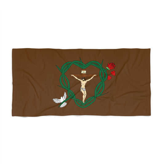 Our Shield, Dark Brown Beach Towel