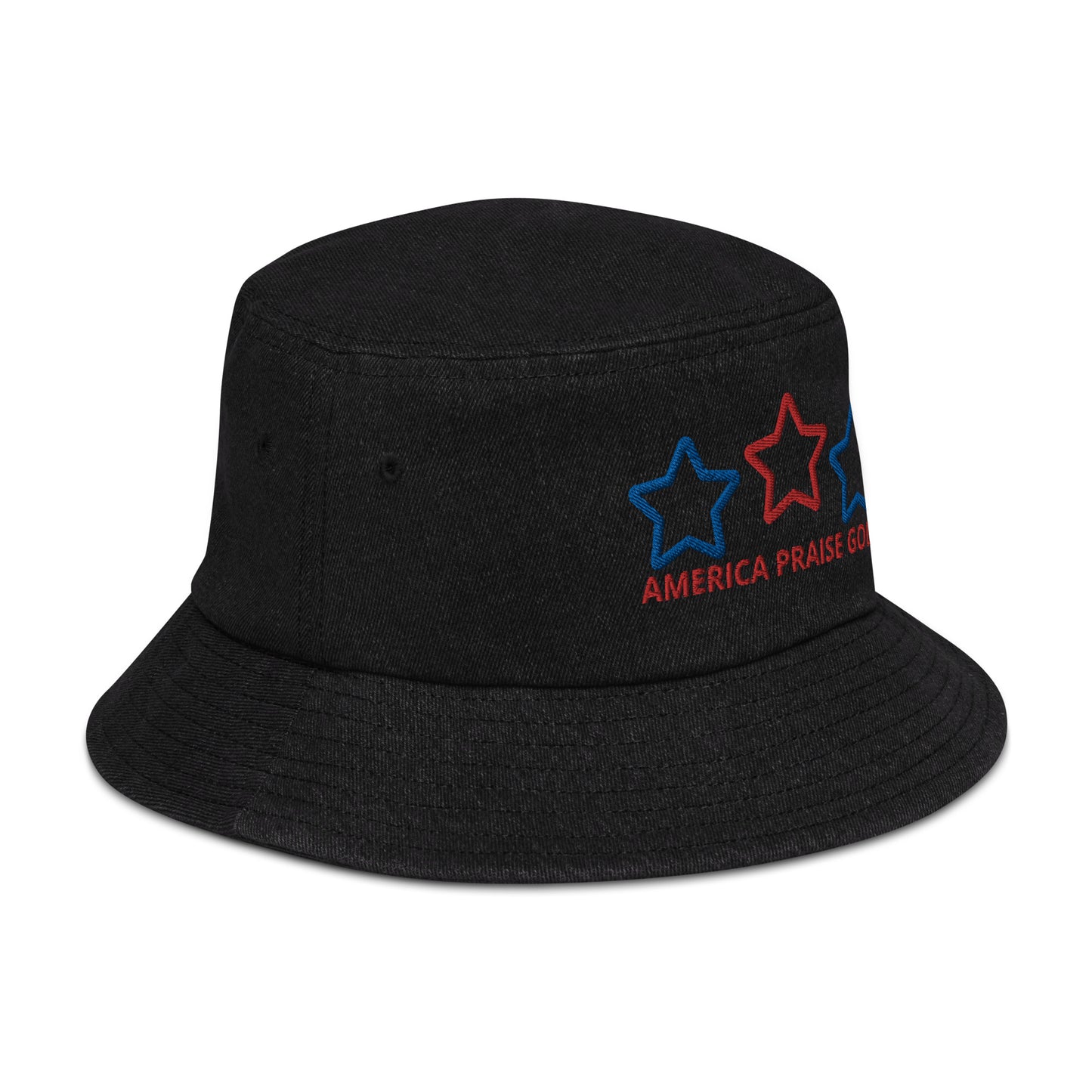 America Praise God! Star Denim Bucket Hat