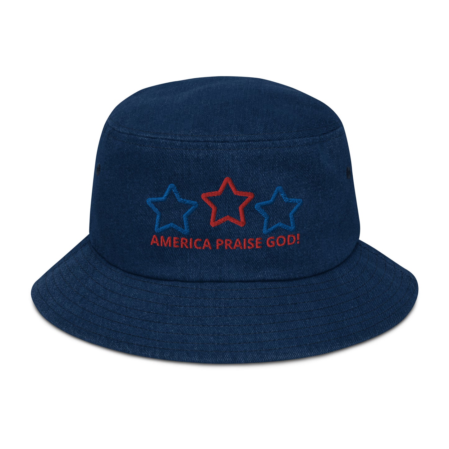 America Praise God! Star Denim Bucket Hat