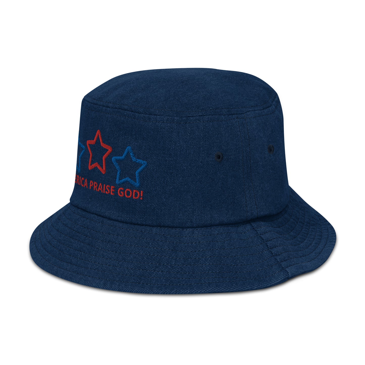 America Praise God! Star Denim Bucket Hat