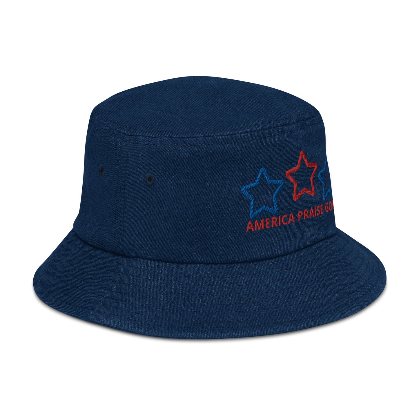 America Praise God! Star Denim Bucket Hat