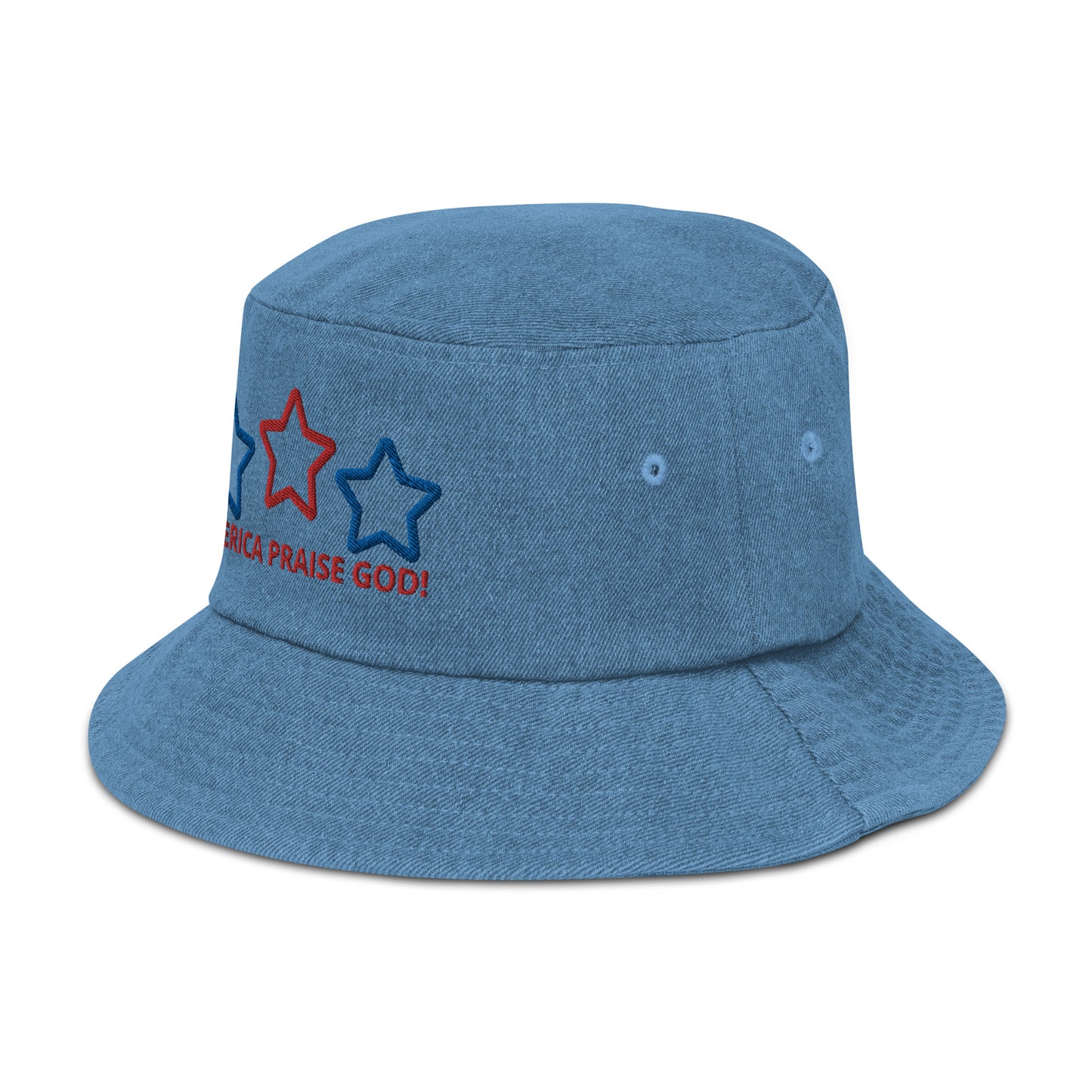 America Praise God! Star Denim Bucket Hat