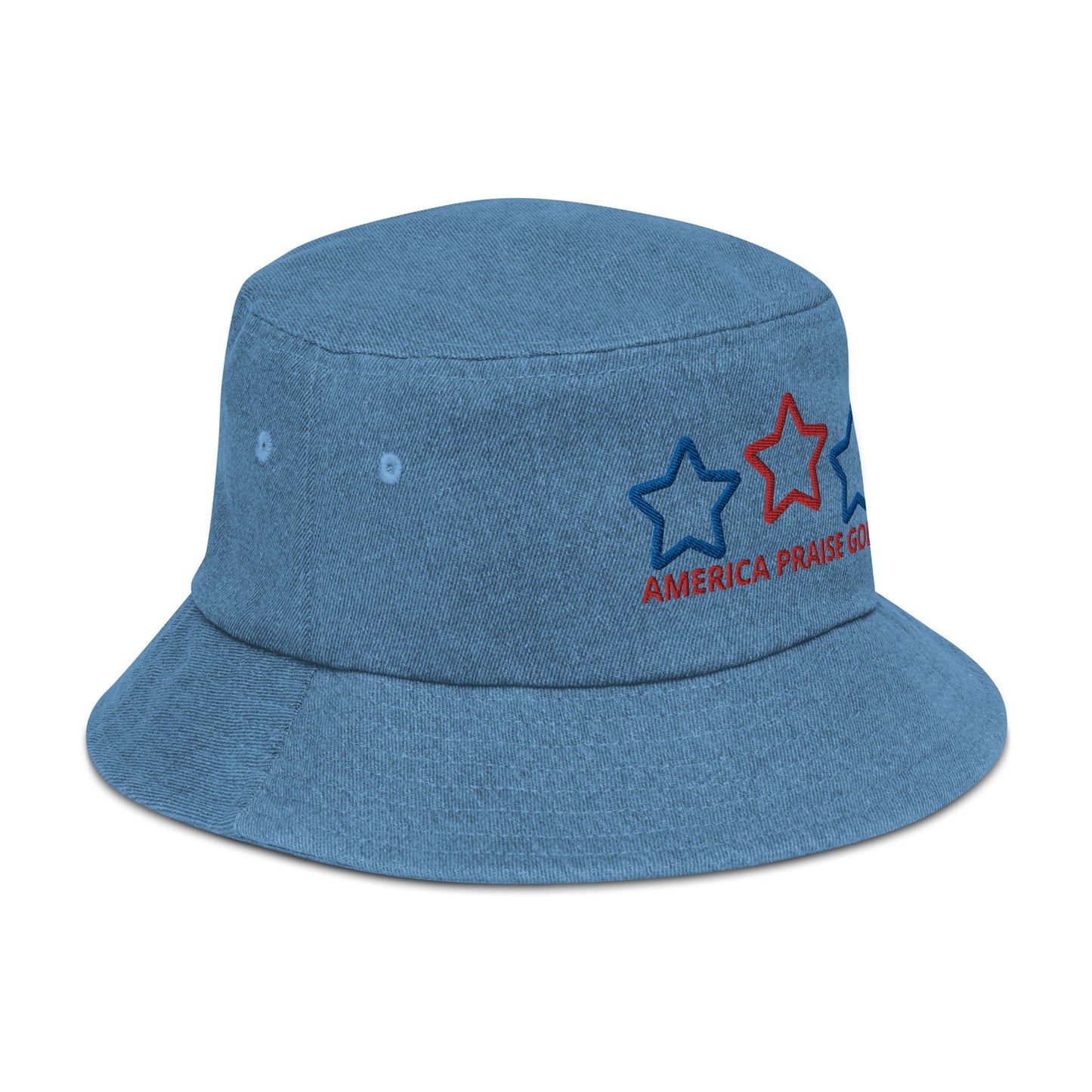 America Praise God! Star Denim Bucket Hat