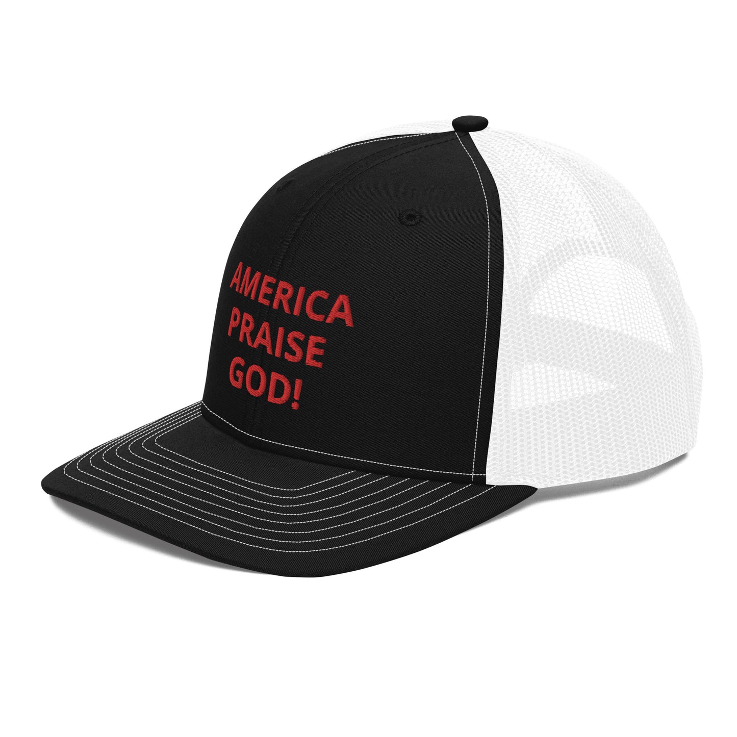 America Praise God! Trucker Cap - Red Text