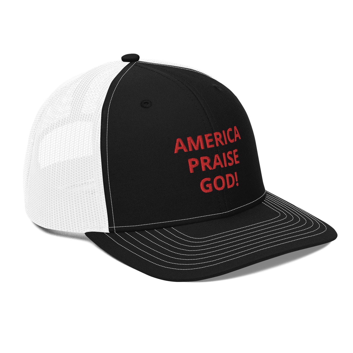 America Praise God! Trucker Cap - Red Text