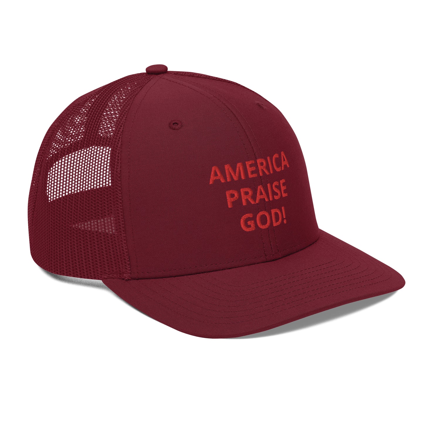 America Praise God! Trucker Cap - Red Text