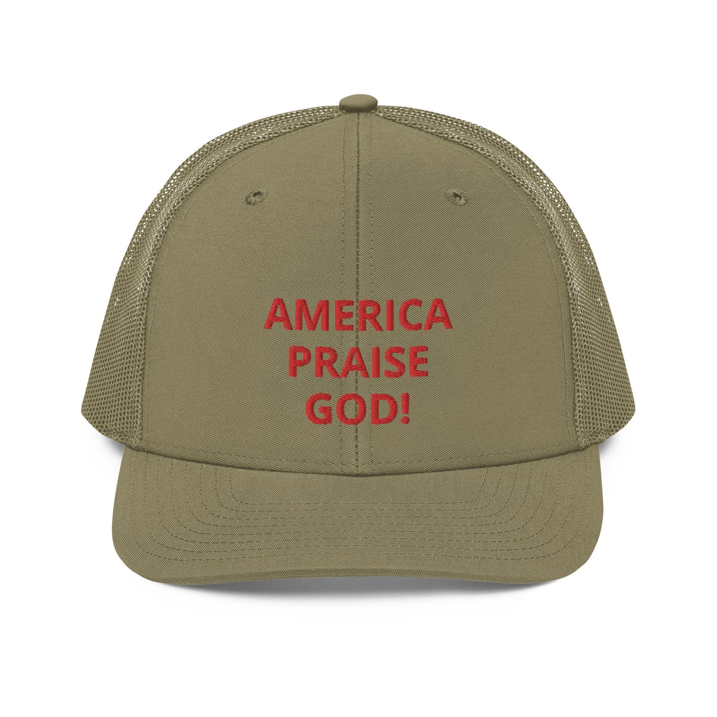 America Praise God! Trucker Cap - Red Text