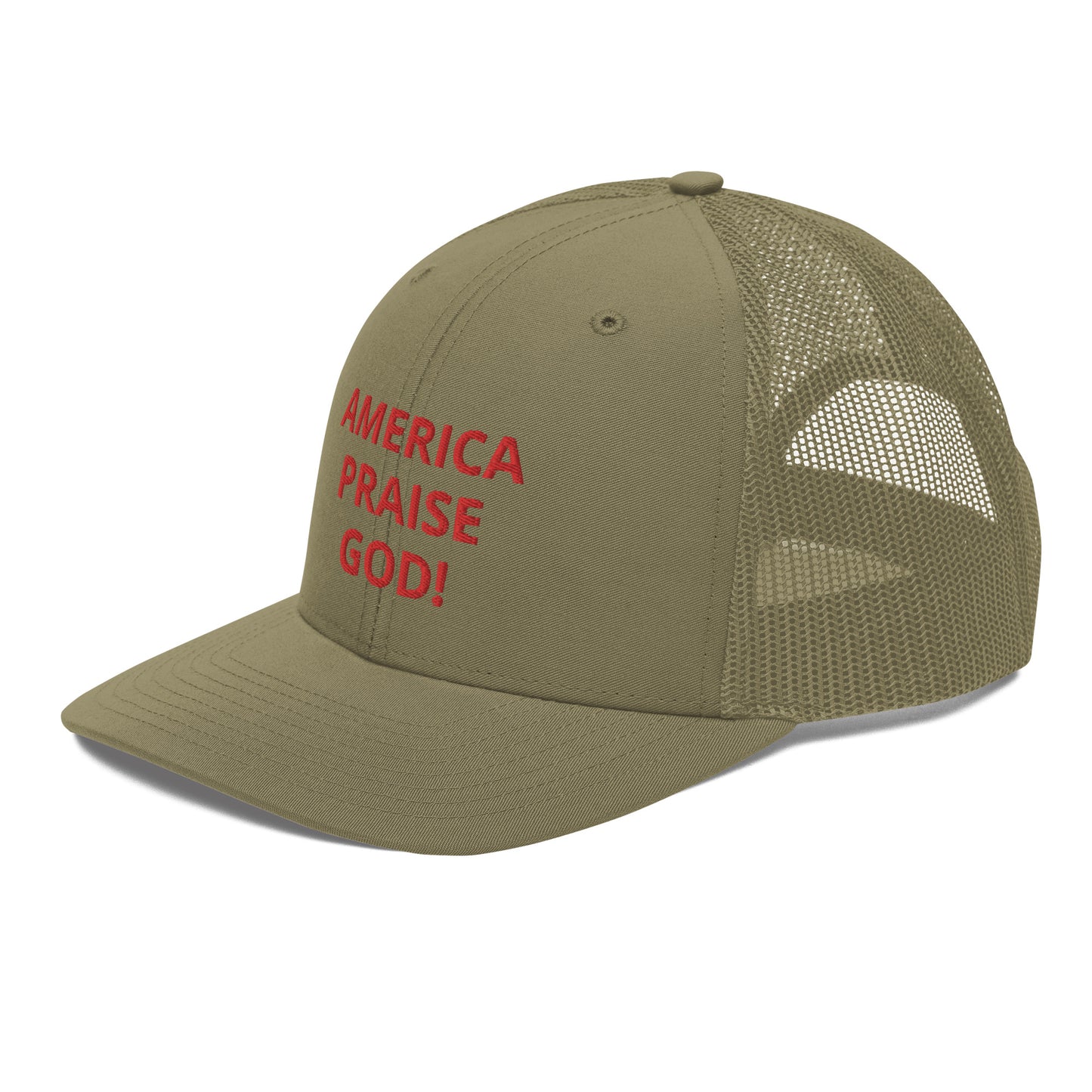 America Praise God! Trucker Cap - Red Text