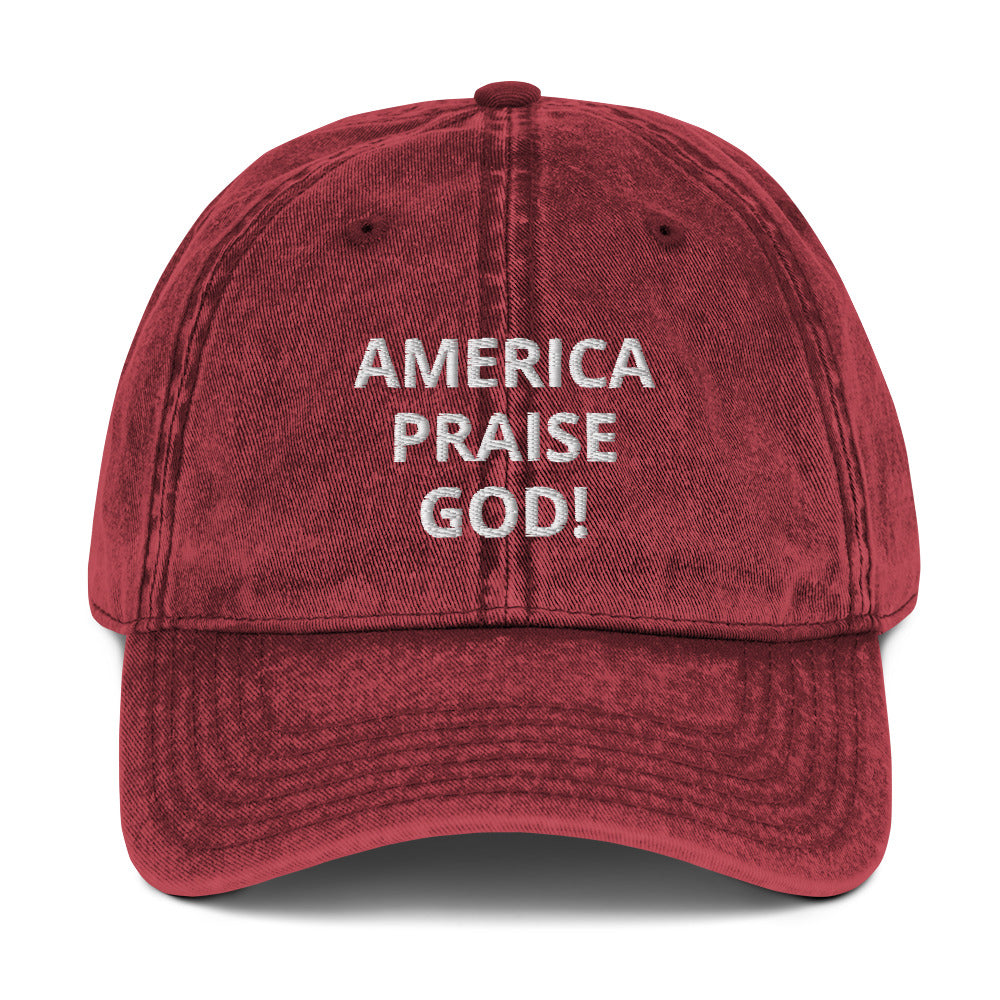 America Praise God, Vintage Cotton Twill Cap